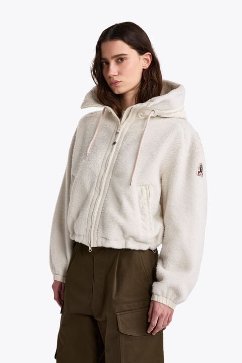 Parajumpers KISHA - HOODED FLEECE WARM IVORY 26WMPWFLQS31P780132