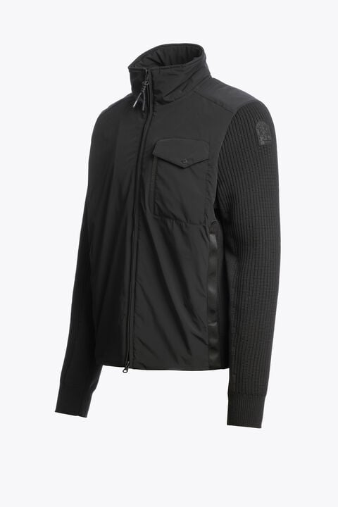 Parajumpers STEEL RIVER - CARDIGAN HYBRIDE BLACK 26WMPMHYKT04P460541