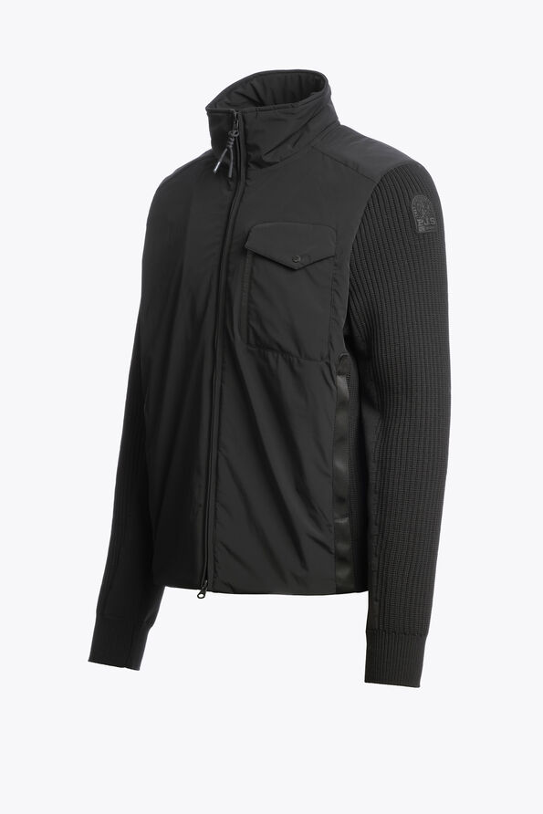 Parajumpers STEEL RIVER - CARDIGAN HYBRIDE BLACK 26WMPMHYKT04P460541