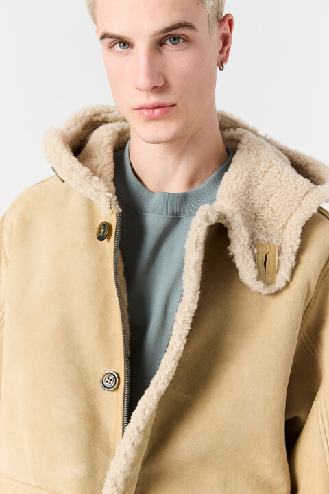 Parajumpers KIEFER SPECIAL - SHEARLING JACKET DESERT KHAKI 25WMPMJKSE03P050115