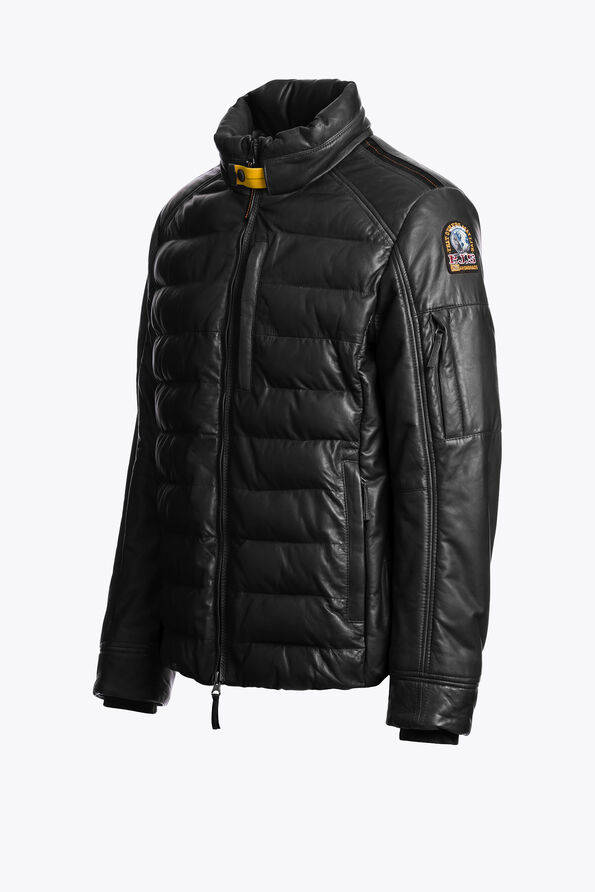Parajumpers ERNIE - LEATHER JACKET BLACK 25WMPMJKLE02P060541