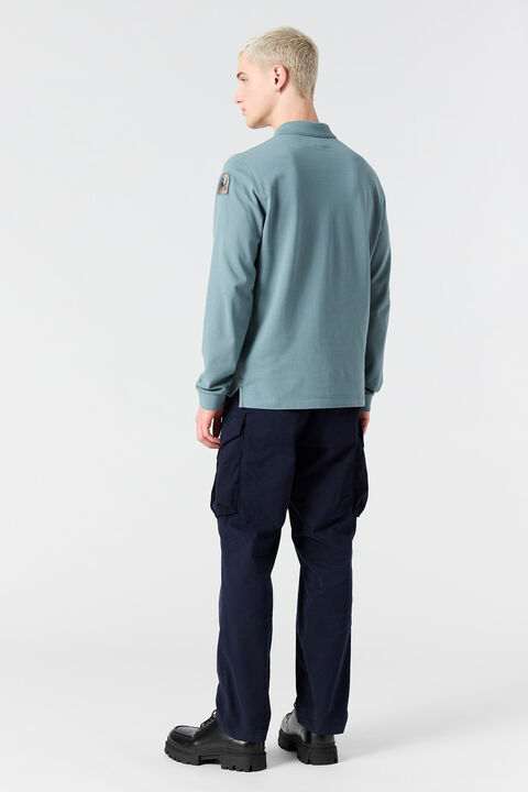 Parajumpers OBERON - LONG SLEEVE POLO SHIRT BLACK 25WMPMPOEY10P630541