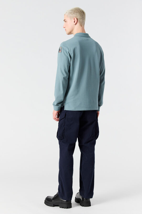 Parajumpers OBERON - LONG SLEEVE POLO SHIRT BLACK 25WMPMPOEY10P630541