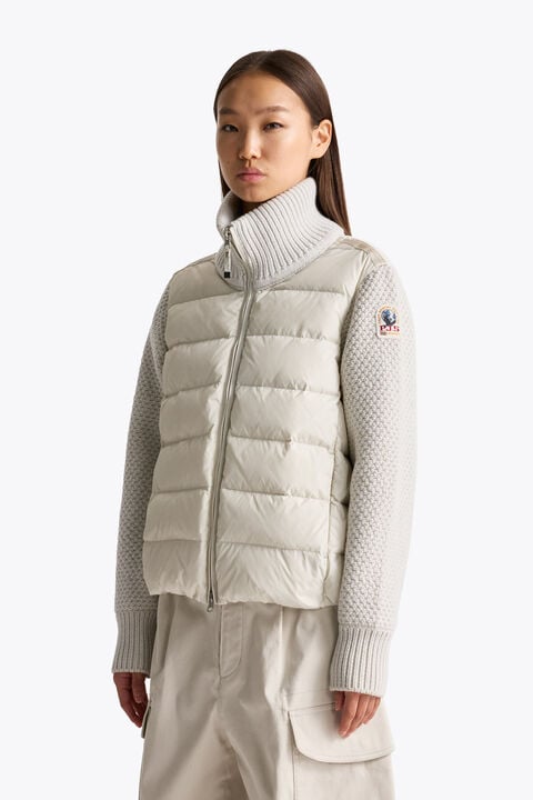 Parajumpers MOONIE - HYBRID CARDIGAN CHALK WHITE 26WMPWHYHS35P620131