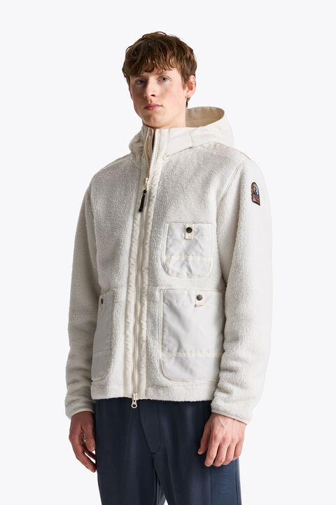 Parajumpers SUNDRE - HOODED FLEECE WARM IVORY 26WMPMFLQS01P360132