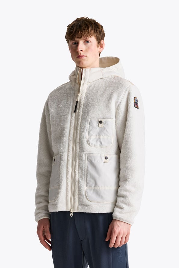 Parajumpers SUNDRE - HOODED FLEECE WARM IVORY 26WMPMFLQS01P360132