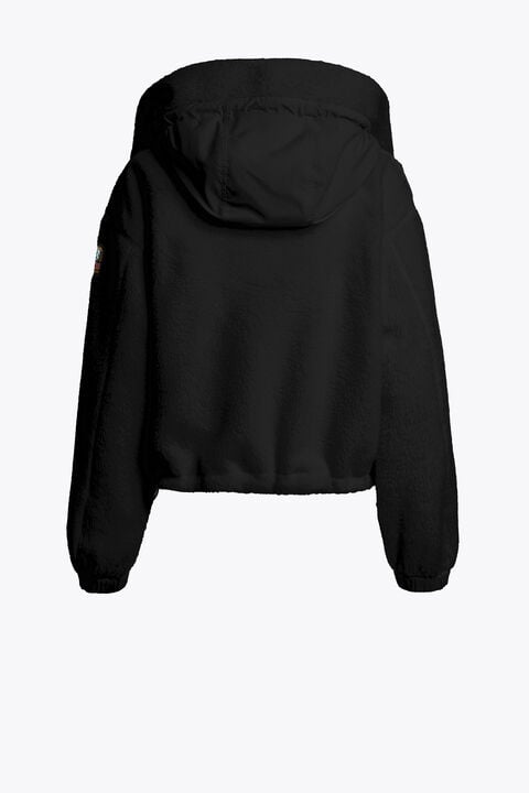 Parajumpers KISHA NO EMBRO - HOODED FLEECE OFF BLACK - BLACK 26WMPWFLQS41P78B071