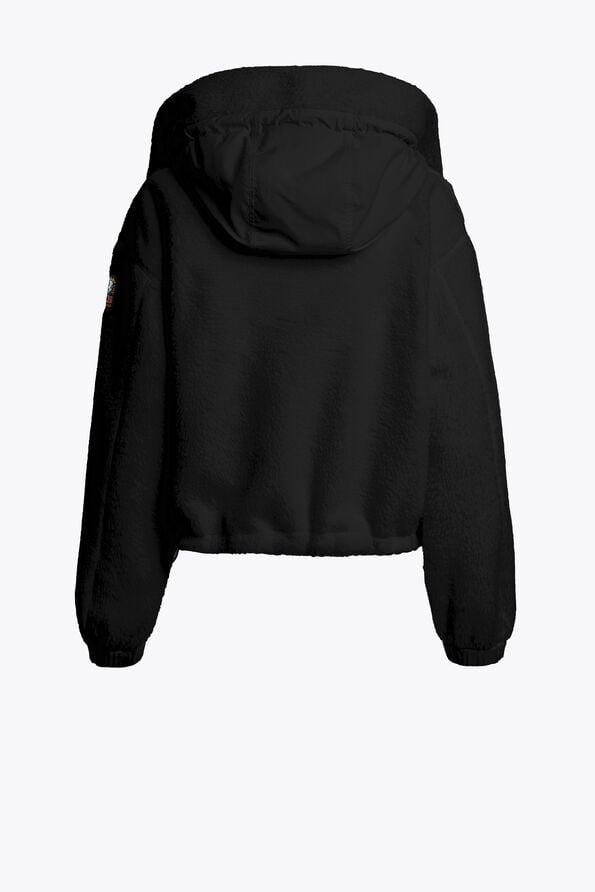 Parajumpers KISHA NO EMBRO - HOODED FLEECE OFF BLACK - BLACK 26WMPWFLQS41P78B071