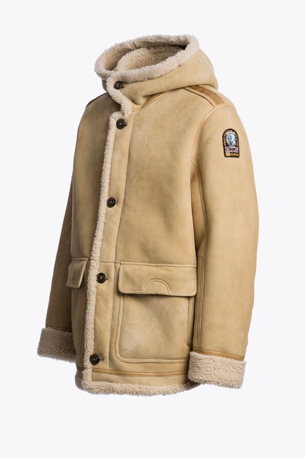 Parajumpers KIEFER SPECIAL - SHEARLING JACKET DESERT KHAKI 25WMPMJKSE03P050115