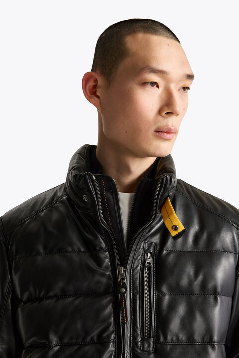 Parajumpers ERNIE - LEATHER JACKET BLACK 26WMPMJKLE02P040541