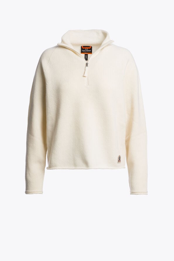 Parajumpers CINERARIA - HALF-ZIP SWEATER WARM IVORY 26WMPWKNNK32P730132