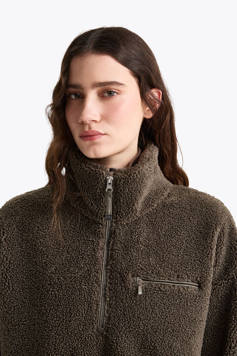 Parajumpers HONKA - HALF-ZIP SWEATSHIRT TAGGIA OLIVE 26WMPWFLPF34P640218