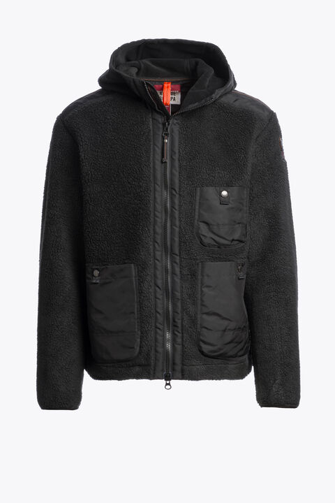 Parajumpers SUNDRE - HOODED FLEECE OFF BLACK - BLACK 26WMPMFLQS01P36B071