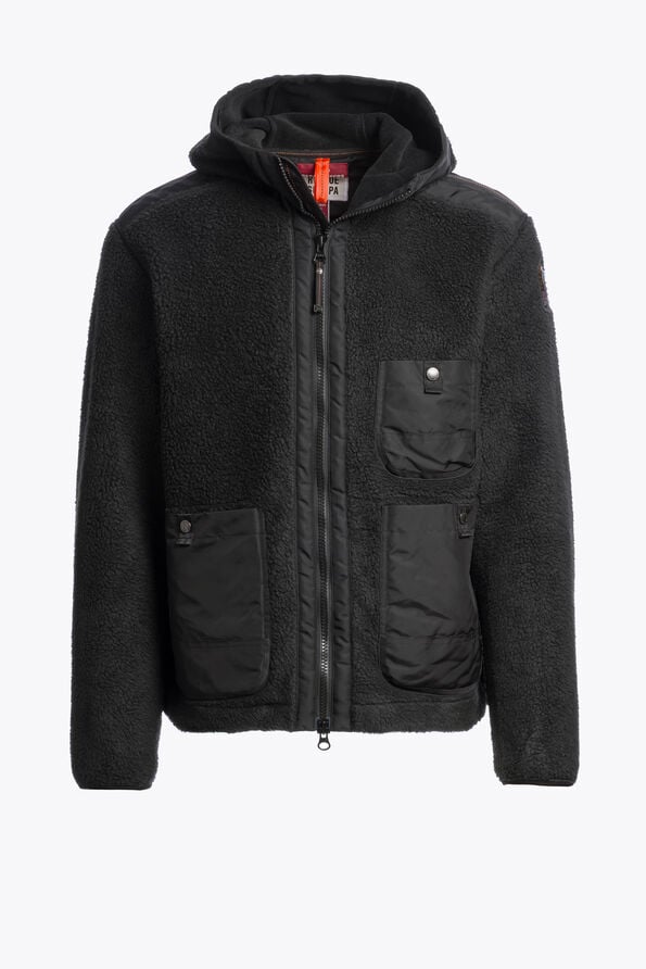 Parajumpers SUNDRE - HOODED FLEECE OFF BLACK - BLACK 26WMPMFLQS01P36B071