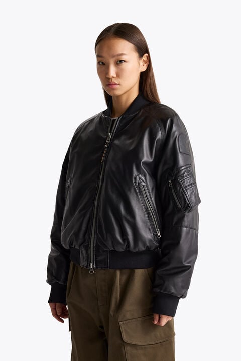 Parajumpers FAUREL - LEATHER BOMBER BLACK 26WMPWJKLE30P540541