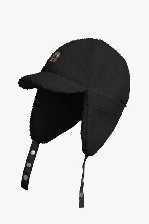 Parajumpers VEVEY - CURLY FLEECE JOCKEY HAT BLACK 26WMPAHAHA41PAN0541