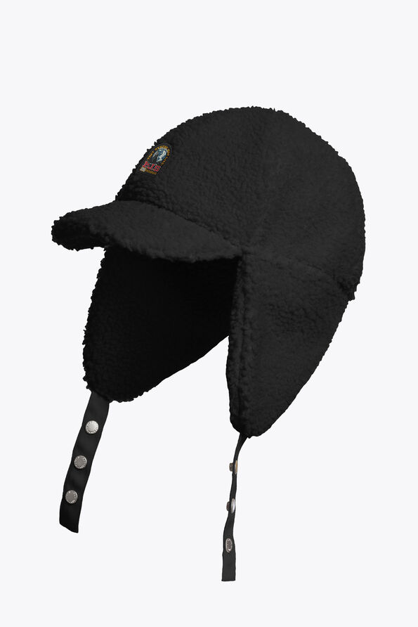 Parajumpers VEVEY - CURLY FLEECE JOCKEY HAT BLACK 26WMPAHAHA41PAN0541
