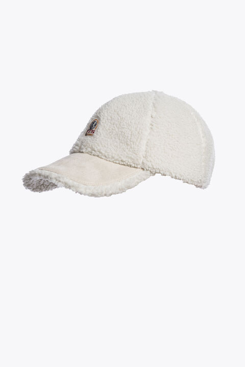Parajumpers CODROY - CURLY FLEECE BASEBALL CAP CHALK WHITE 26WMPABCHA42PAN0131