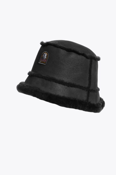 Parajumpers LYLLIS - SHEARLING BUCKET HAT BLACK 26WMPABUHA31PAO0541