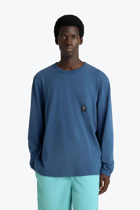 Parajumpers CASPIAN - T-SHIRT A MANICA LUNGA TRUE BLUE 26SMPMTSRJ03P210276