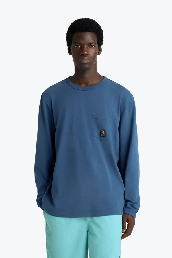 Parajumpers CASPIAN - T-SHIRT A MANICA LUNGA TRUE BLUE 26SMPMTSRJ03P210276