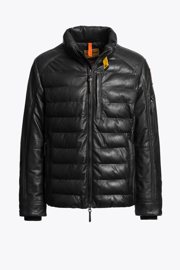 Parajumpers ERNIE - LEATHER JACKET BLACK 25WMPMJKLE02P060541