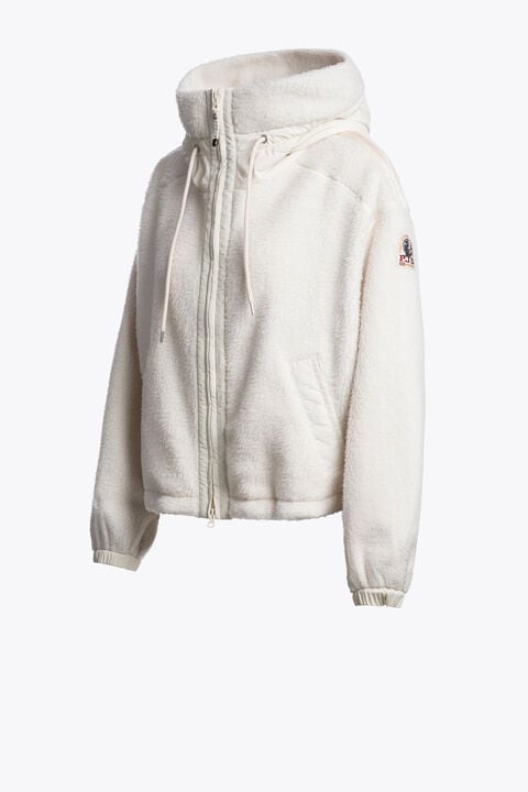 Parajumpers KISHA NO EMBRO - HOODED FLEECE WARM IVORY 26WMPWFLQS41P780132