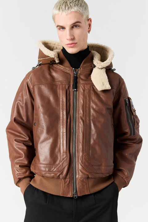 Parajumpers JULIUS SPECIAL - LEATHER BOMBER JACKET CLAY 25WMPMJKSE02P050616