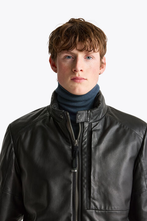 Parajumpers SOWERS - LEATHER JACKET BLACK 26WMPMJKLG01P400541