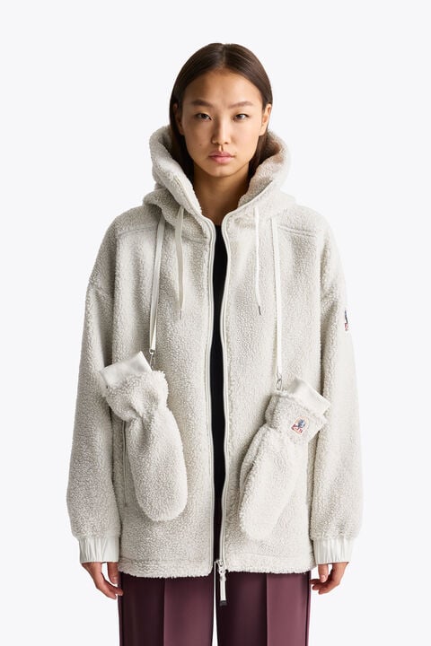 Parajumpers ILOVA - CURLY FLEECE MITTENS CHALK WHITE 26WMPAGLGL40PAN0131
