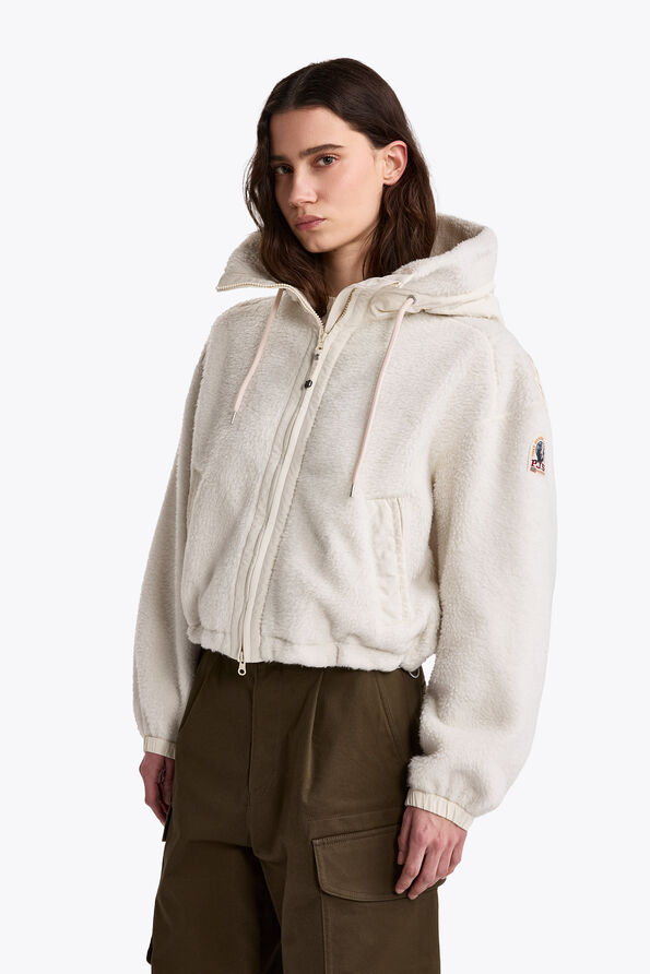 Parajumpers KISHA - HOODED FLEECE WARM IVORY 26WMPWFLQS31P780132
