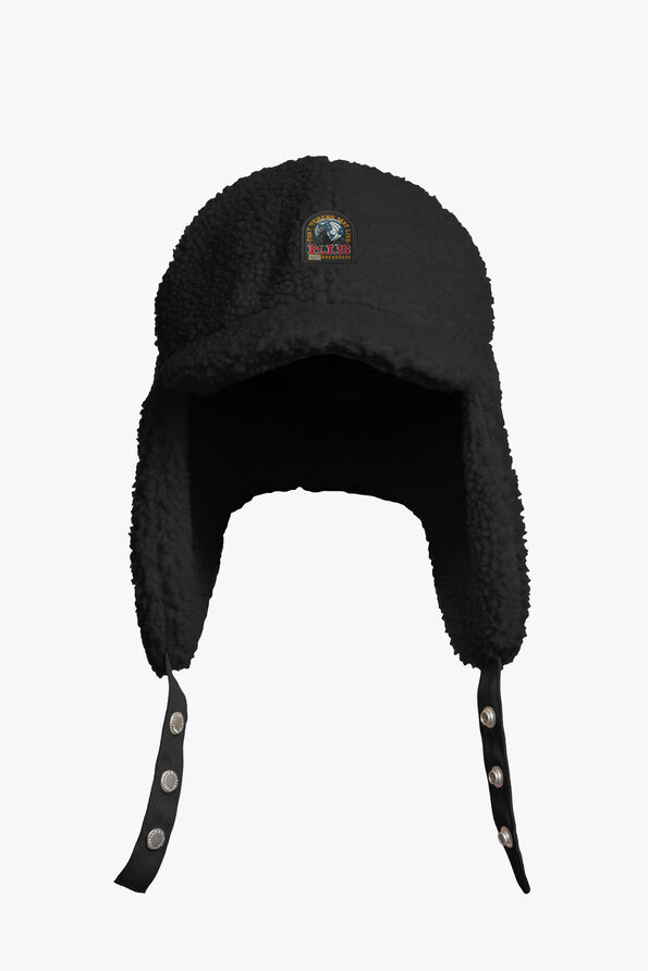 Parajumpers VEVEY - CURLY FLEECE JOCKEY HAT BLACK 26WMPAHAHA41PAN0541