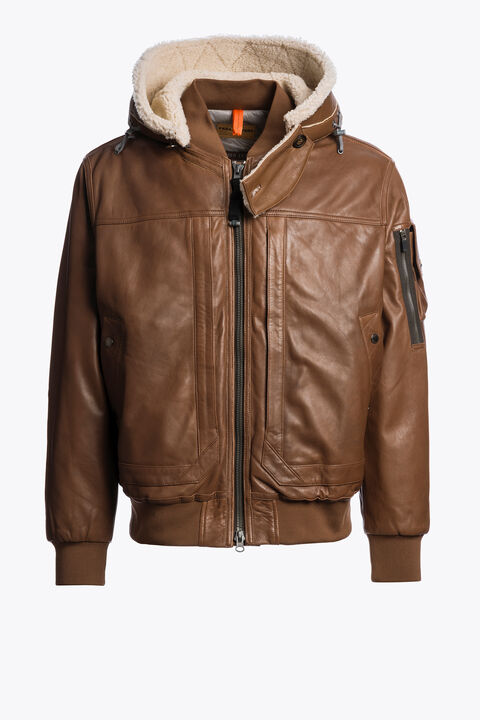 Parajumpers JULIUS SPECIAL - LEATHER BOMBER JACKET CLAY 25WMPMJKSE02P050616