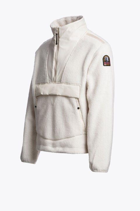 Parajumpers BERGEN NO EMBRO - HALF-ZIP FLEECE WARM IVORY 26WMPMFLQS22P360132