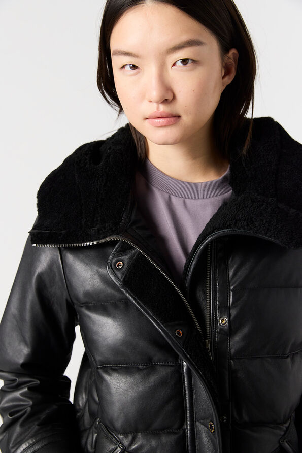 Parajumpers DEMI SPECIAL - LEATHER COAT BLACK 25WMPWJKSE33P680541