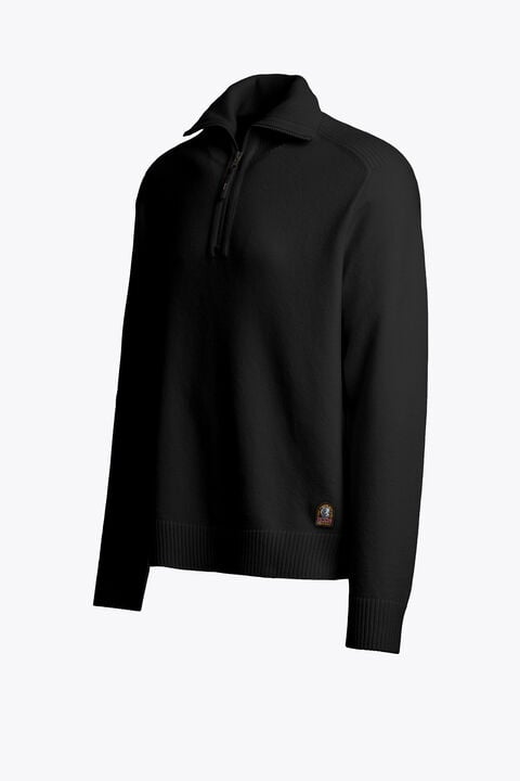 Parajumpers CALDONAZZO - HALF-ZIP CARDIGAN BLACK 26WMPMKNLW02P280541