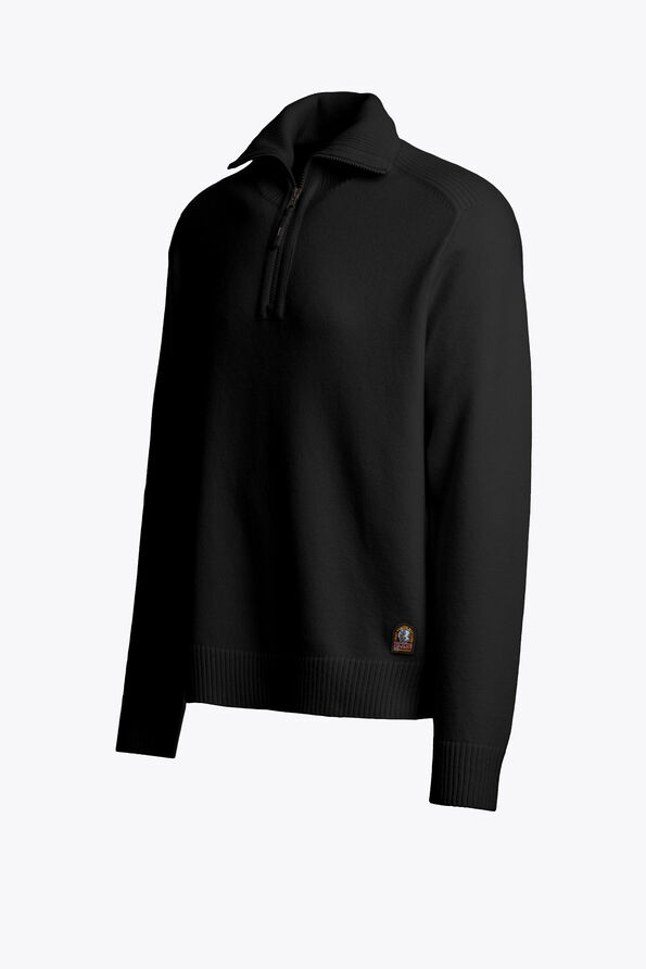 Parajumpers CALDONAZZO - HALF-ZIP CARDIGAN BLACK 26WMPMKNLW02P280541