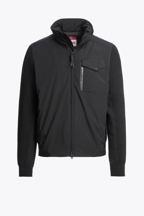 Parajumpers STEEL RIVER - CARDIGAN HYBRIDE BLACK 26WMPMHYKT04P460541