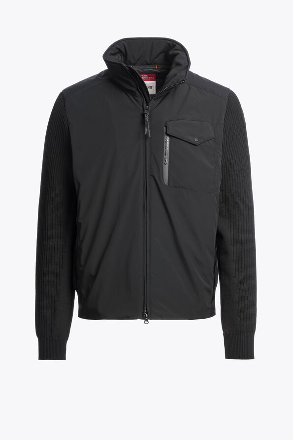 Parajumpers STEEL RIVER - CARDIGAN HYBRIDE BLACK 26WMPMHYKT04P460541