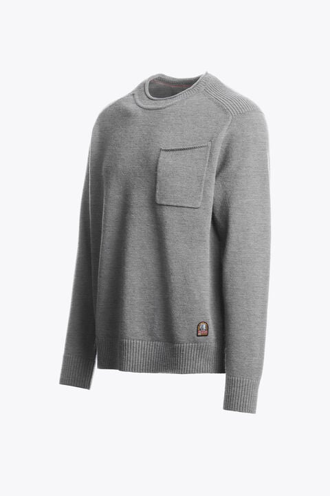 Parajumpers ENEGO - CREWNECK SWEATER ASH GREY MELANGE 26WMPMKNLW01P280608
