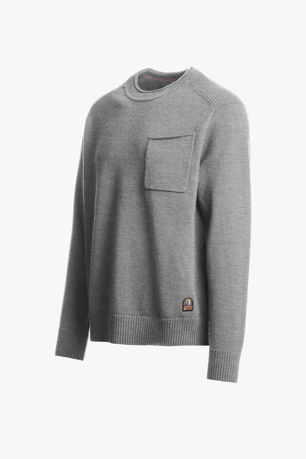 Parajumpers ENEGO - CREWNECK SWEATER ASH GREY MELANGE 26WMPMKNLW01P280608