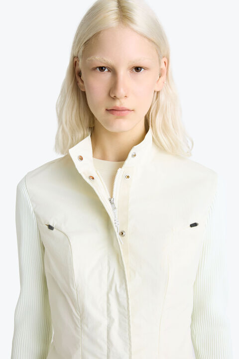 Parajumpers KRYSTA - HYBRID CARDIGAN MOSSY CHALK - STAR WHITE 26SMPWHYTV31P77B063