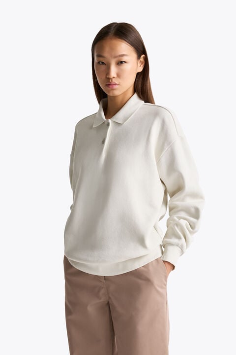 Parajumpers SARANDA - LONG SLEEVE POLO SHIRT CHALK WHITE 26WMPWFLFJ33P650131