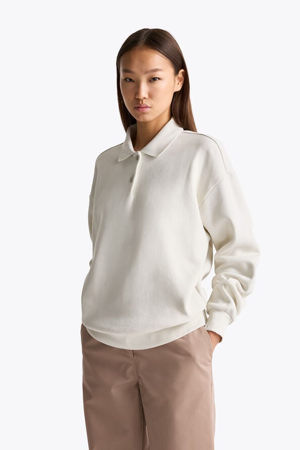 Parajumpers SARANDA - LONG SLEEVE POLO SHIRT CHALK WHITE 26WMPWFLFJ33P650131