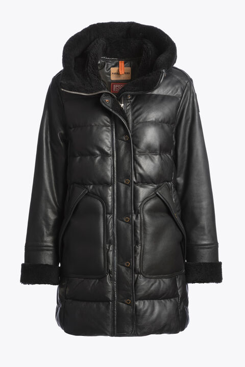 Parajumpers DEMI SPECIAL - LEATHER COAT BLACK 25WMPWJKSE33P680541