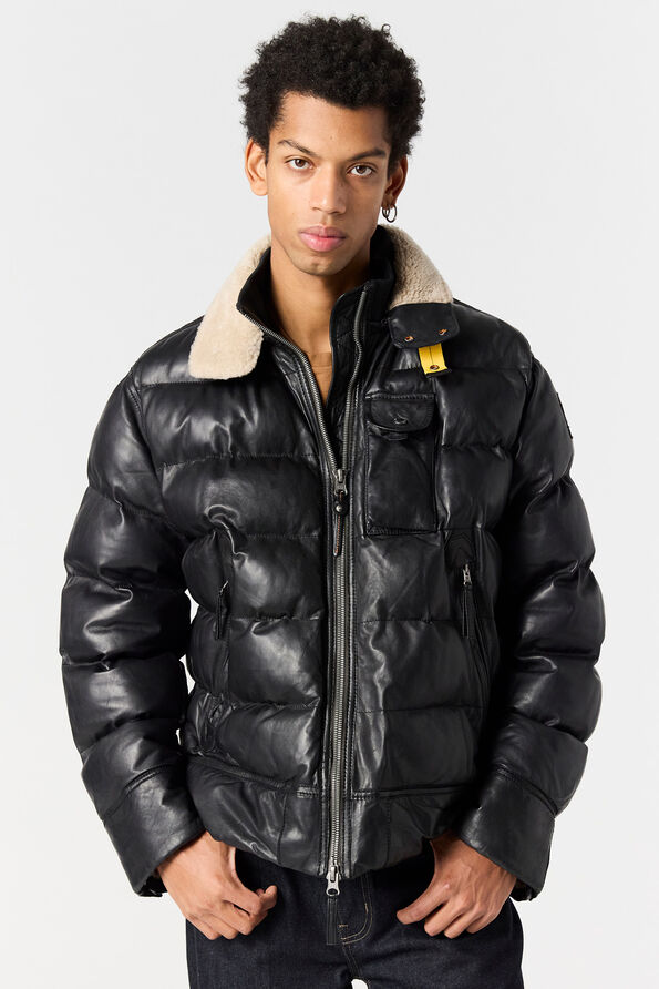Parajumpers GIAN - LEATHER JACKET BLACK 25WMPMJKLE03P060541