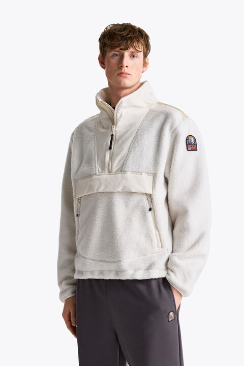 Parajumpers BERGEN NO EMBRO - HALF-ZIP FLEECE WARM IVORY 26WMPMFLQS22P360132