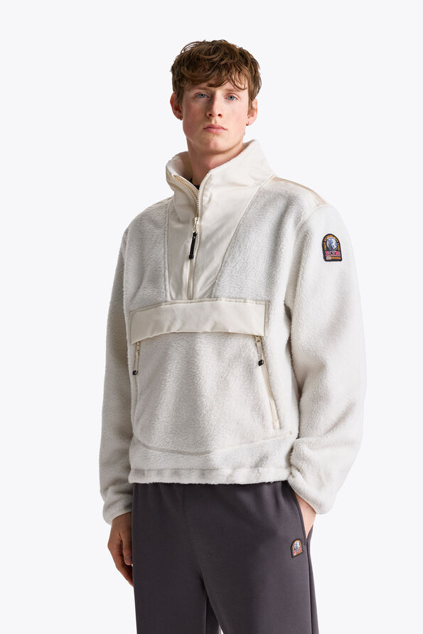 Parajumpers BERGEN NO EMBRO - HALF-ZIP FLEECE WARM IVORY 26WMPMFLQS22P360132