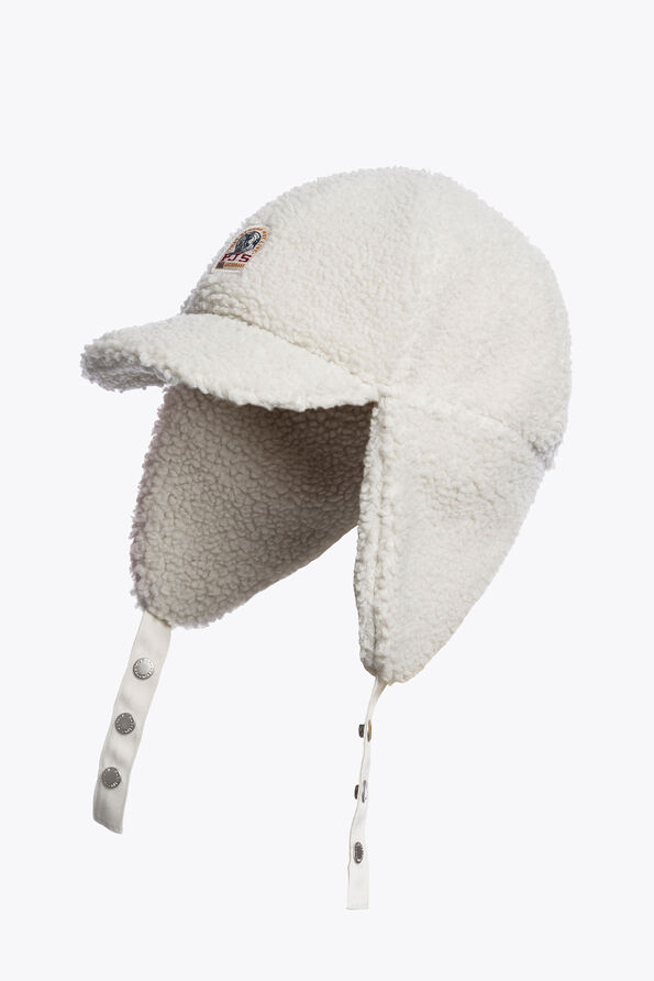 Parajumpers VEVEY - CURLY FLEECE JOCKEY HAT CHALK WHITE 26WMPAHAHA41PAN0131