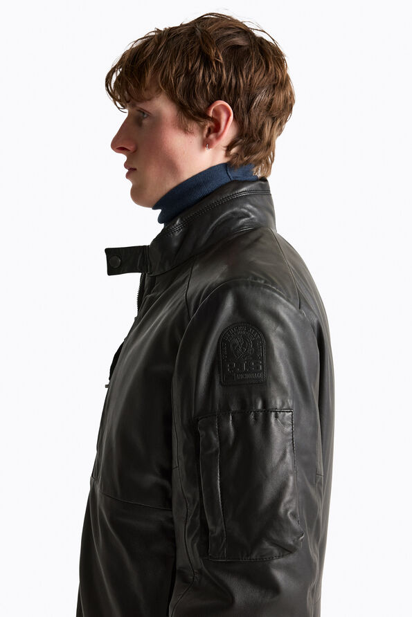 Parajumpers SOWERS - LEATHER JACKET BLACK 26WMPMJKLG01P400541